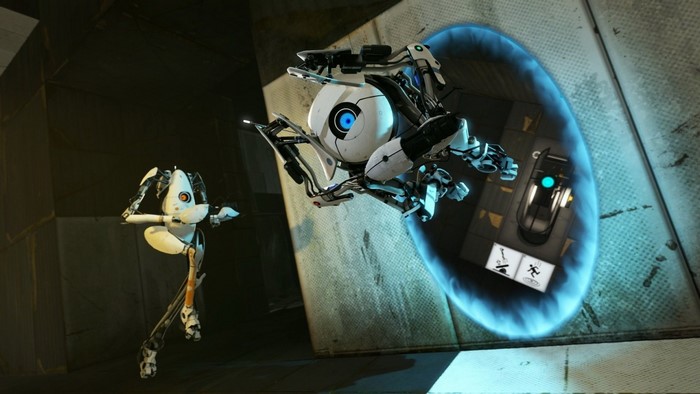 Portal 2 robots with portals