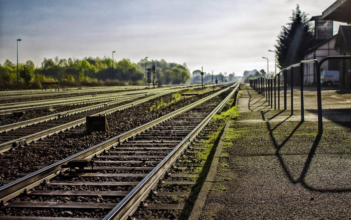 Train station with multiple railway tracks