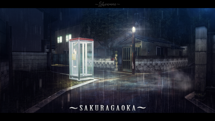 Shenmue: Sakuragaoka Street Phone Booth at Night in Rain