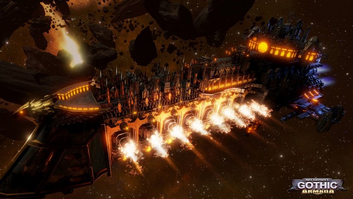 Warhammer 40,000 Gothic Armada Spaceship in Space Battle