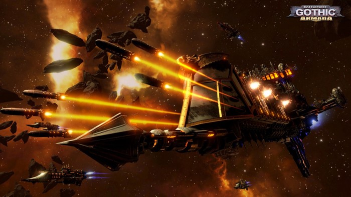 Battlefleet Gothic: Armada space battle with asteroids