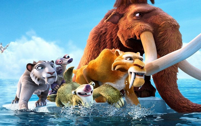 Ice Age characters on an iceberg