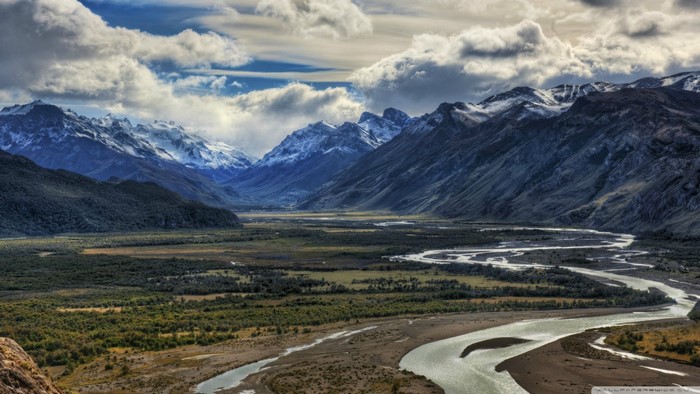 Winding River Through a Mountain Valley