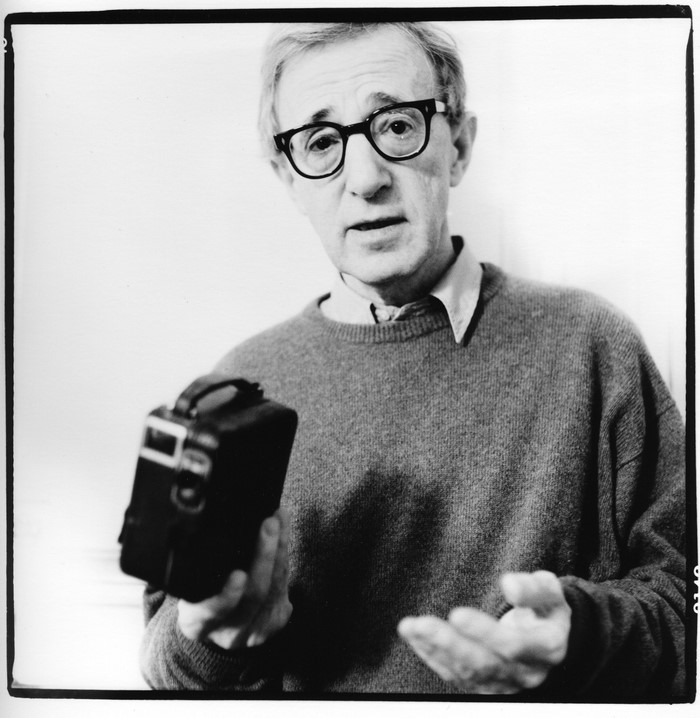 Woody Allen holding a camera
