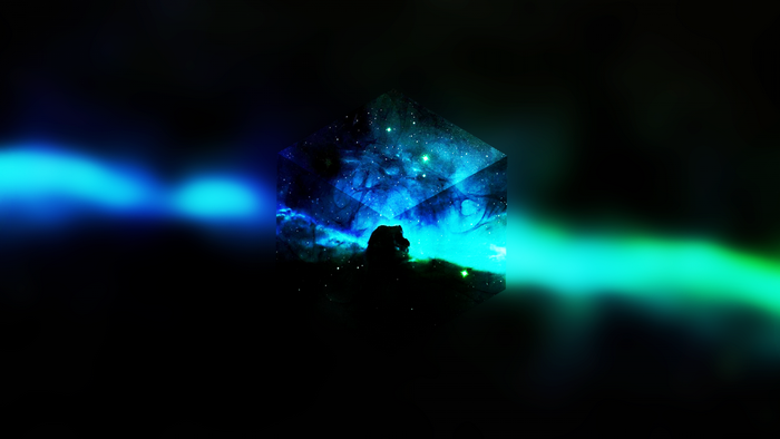 Abstract Hexagonal Nebula with Horsehead Nebula Silhouette