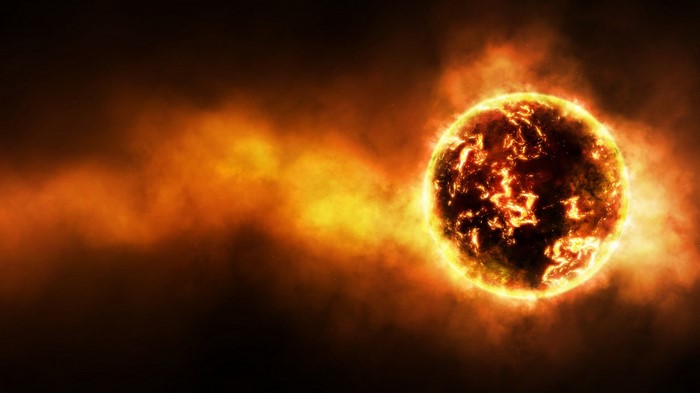 The Sun in space with solar flares
