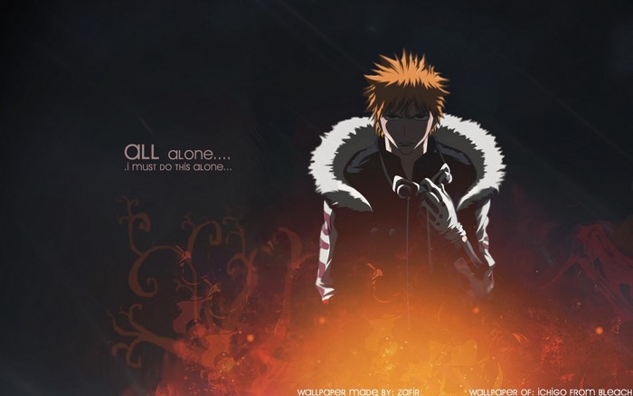 Ichigo Kurosaki from Bleach with text
