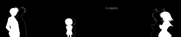 Clannad: Okazaki Tomoya, Furukawa Nagisa, and Ushio Okazaki silhouettes