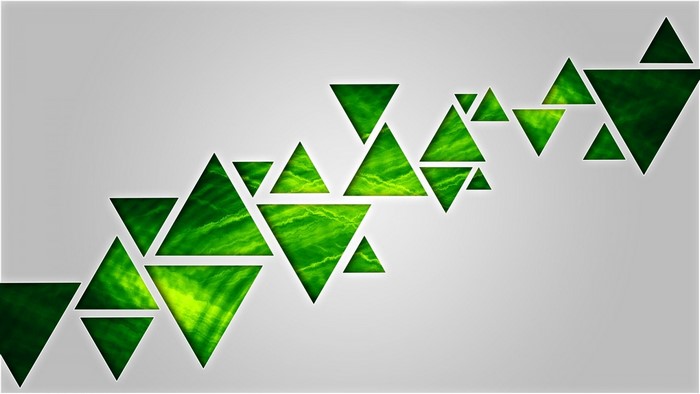 Green triangles on a gray background