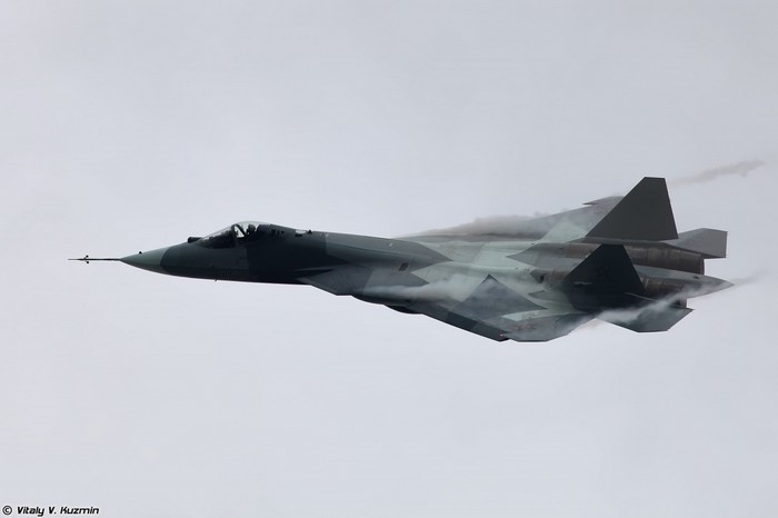 Sukhoi Su-57 fighter jet in flight