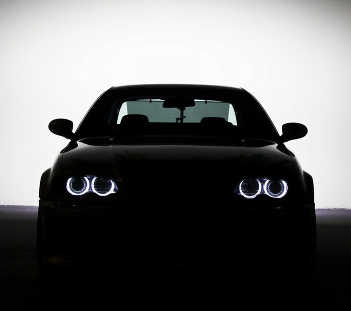 Black BMW M3 E46 with Angel Eyes headlights