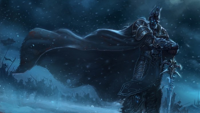 Lich King from World of Warcraft in a snowy landscape
