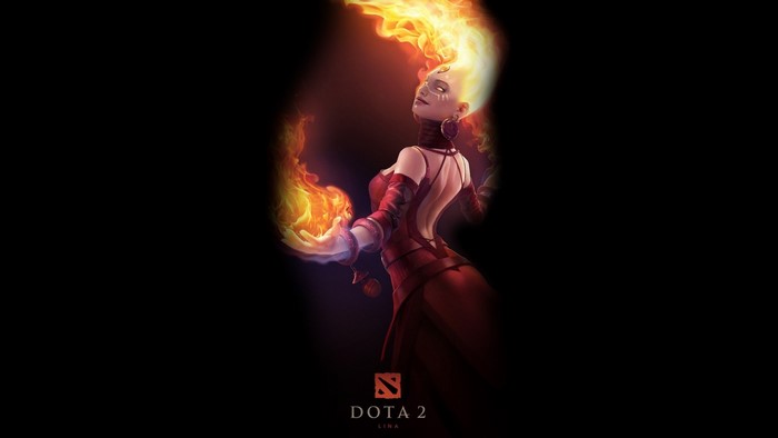 Lina from Dota 2 with fire