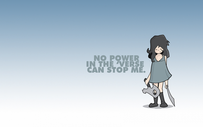 Girl with swords and text 'No Power in the Verse Can Stop Me'