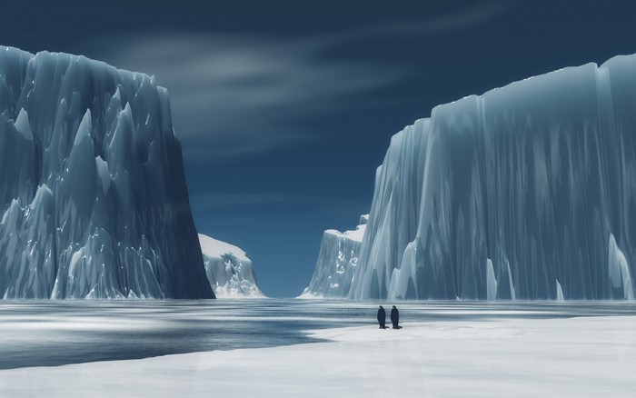 Vast Arctic Icebergs and Ocean Landscape