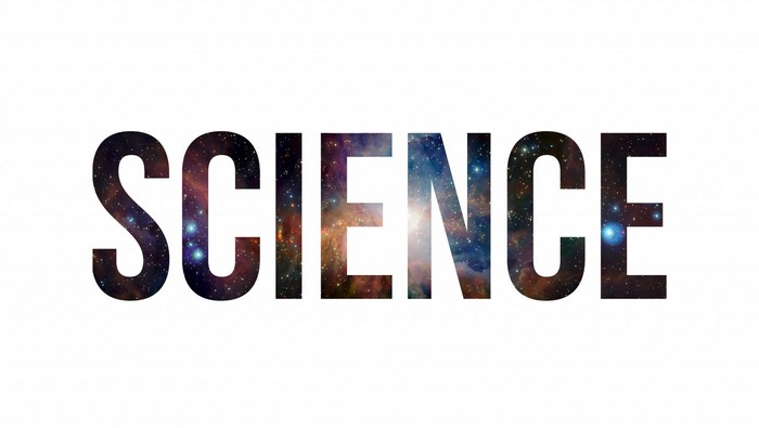 The word SCIENCE filled with a galaxy image