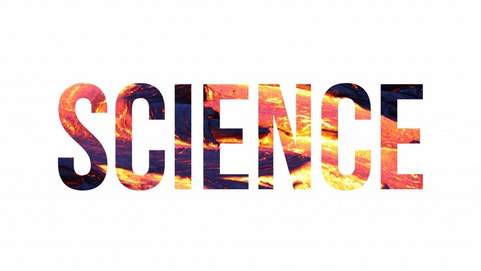 The word SCIENCE filled with lava texture
