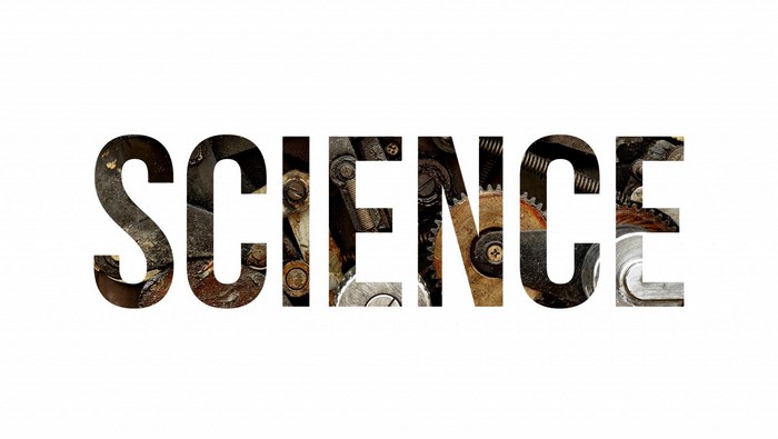 The word SCIENCE filled with gears and mechanical parts