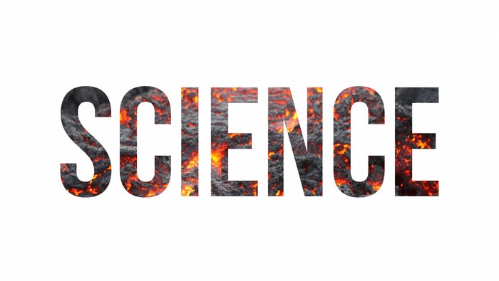 The word SCIENCE filled with lava texture