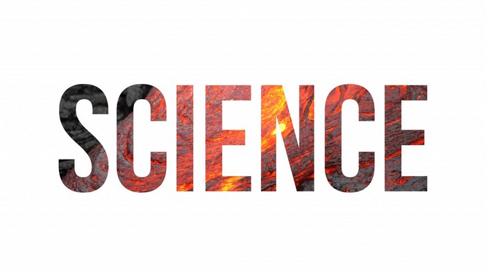 The word SCIENCE filled with lava texture