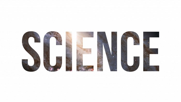 The word SCIENCE filled with a galaxy image