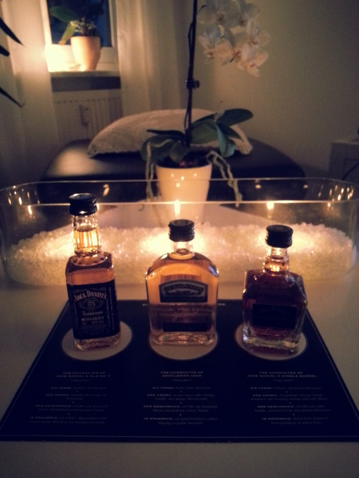 Three Jack Daniel's Tennessee Whiskey miniature bottles