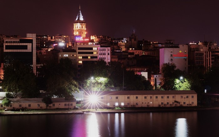 Galata Tower and Istanbul cityscape at night