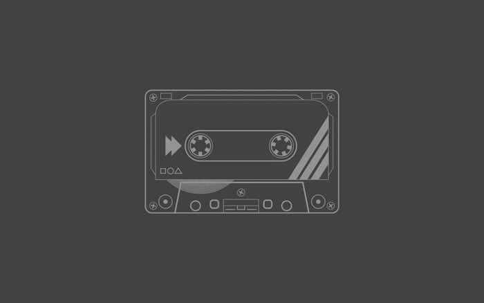 Minimalist illustration of a cassette tape