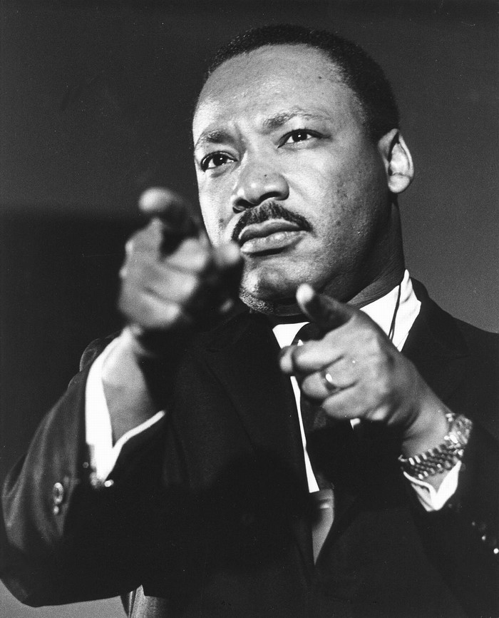 Martin Luther King Jr. pointing forward