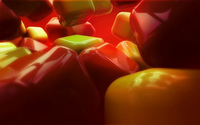 Abstract red and yellow glossy shapes