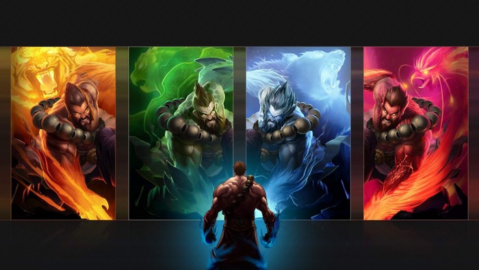 Udyr from League of Legends with elemental spirits