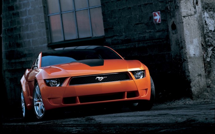 Orange Ford Mustang concept car