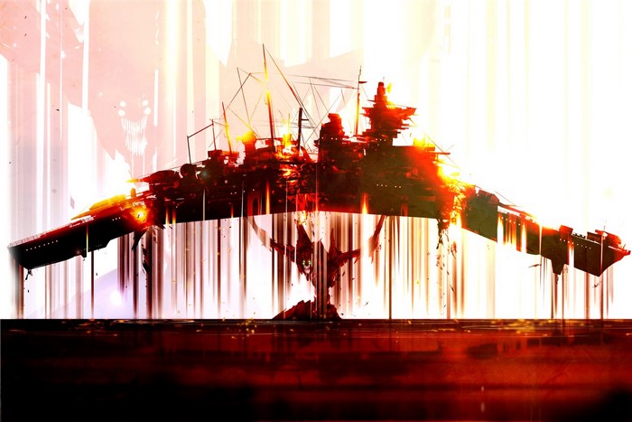 Battleship and monster from Neon Genesis Evangelion
