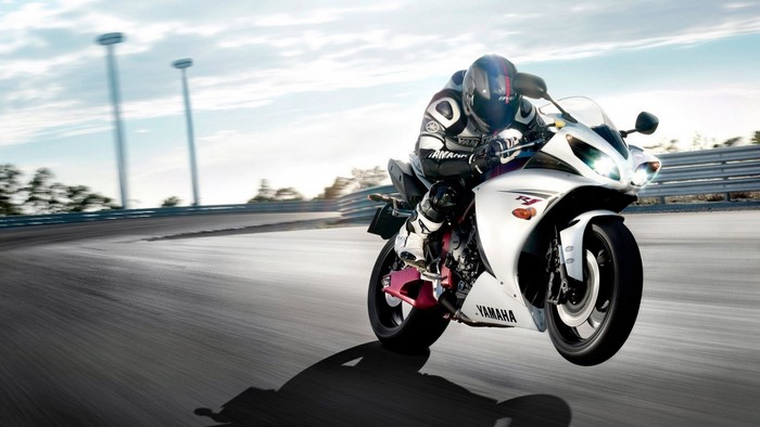 Yamaha R1 motorcycle on a race track
