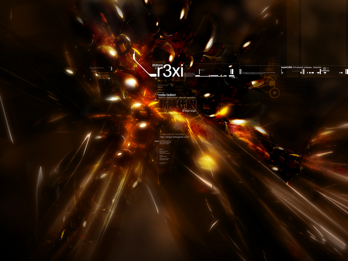 Abstract digital art with glowing lights and dark background