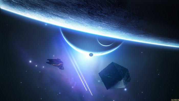 Elite Dangerous screenshot of a spaceship near a planet