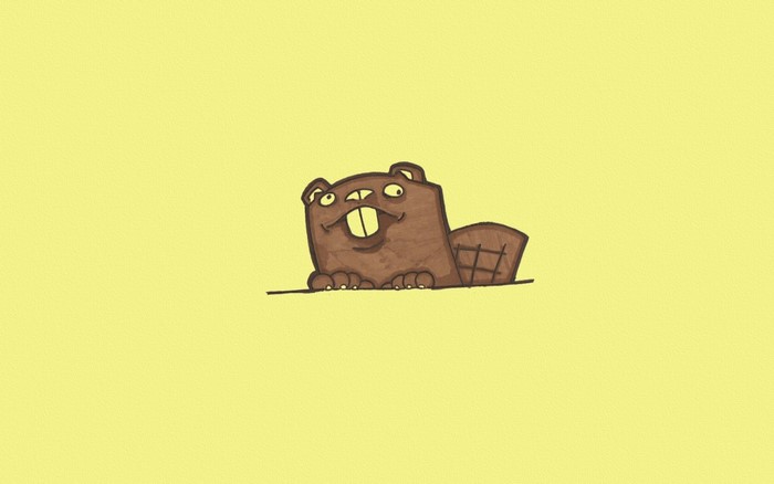 Cartoon beaver peeking over a line