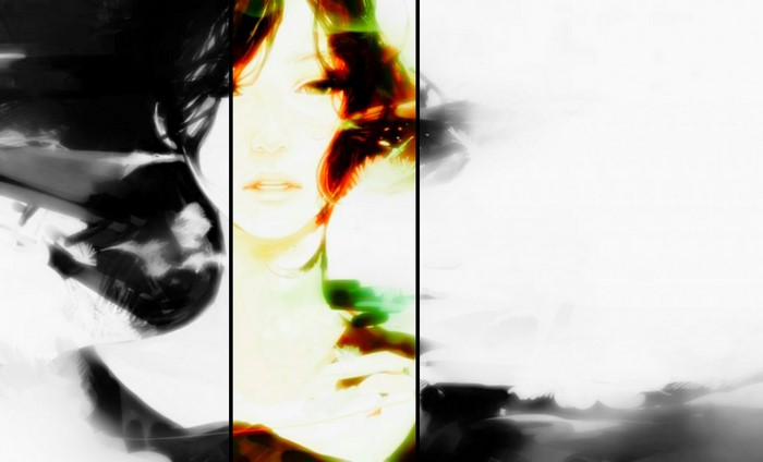 Abstract portrait of a woman with colorful accents