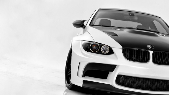 White and black BMW M3 sports car front view