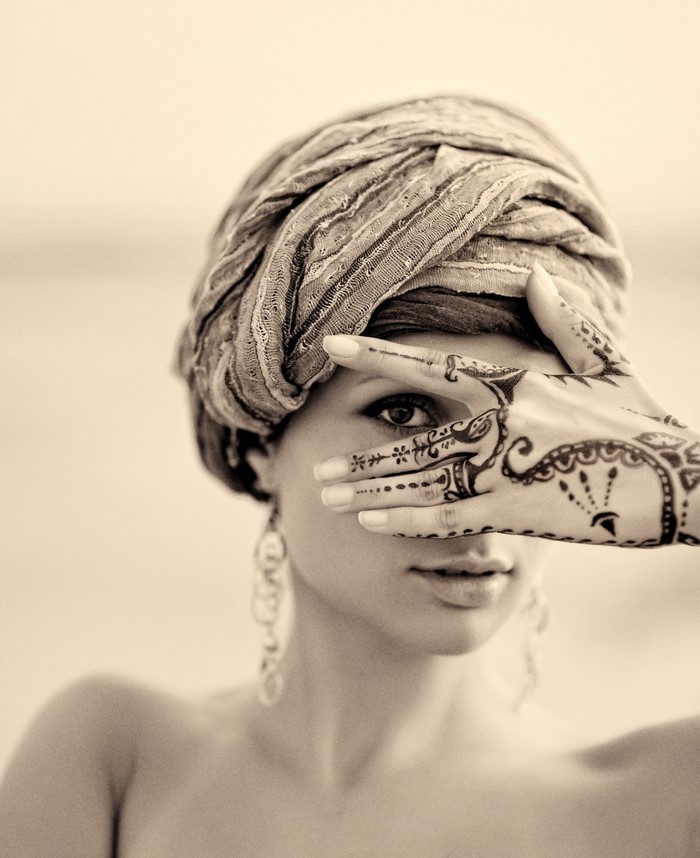 Woman with Henna Tattoo and Turban