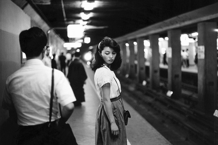 Woman and man on a subway platform