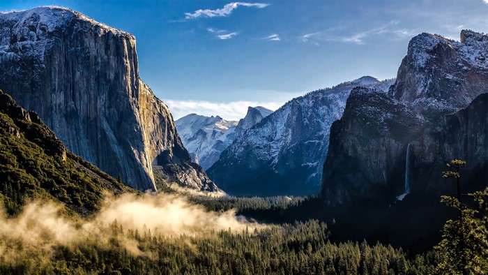 Yosemite Valley with El Capitan and Bridalveil Fall