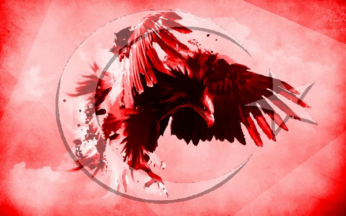 Red Eagle and Crescent Moon Illustration