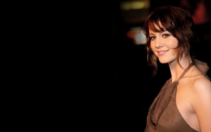 Mary Elizabeth Winstead in a brown dress