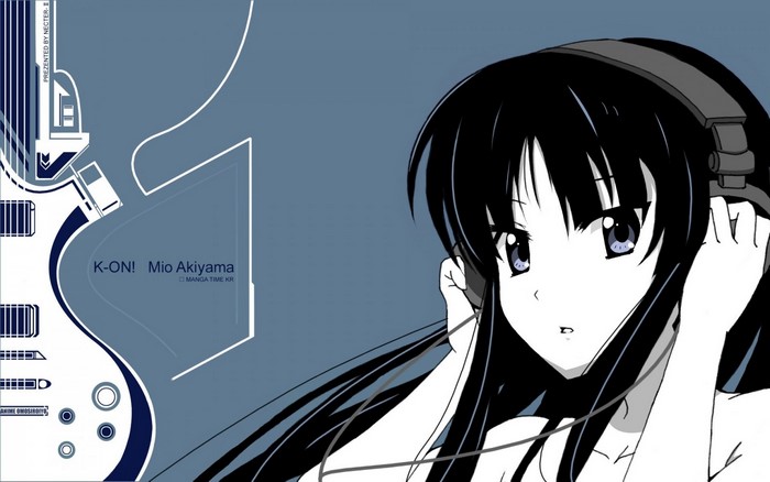 Mio Akiyama from K-ON! with headphones
