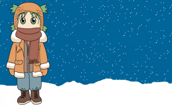 Yotsuba&! character in winter with snow