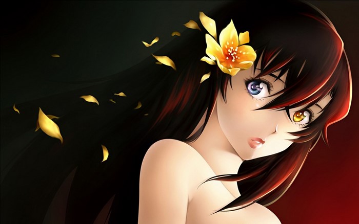 Kizaki Emi from Kurogane no Linebarrel with a flower
