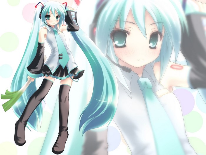 Hatsune Miku from Vocaloid holding a leek