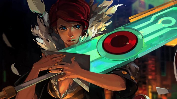Red from Transistor holding a sword