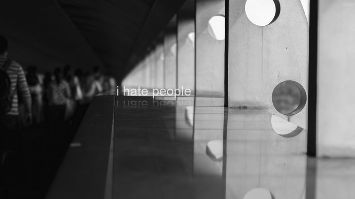 Monochrome urban photography with text